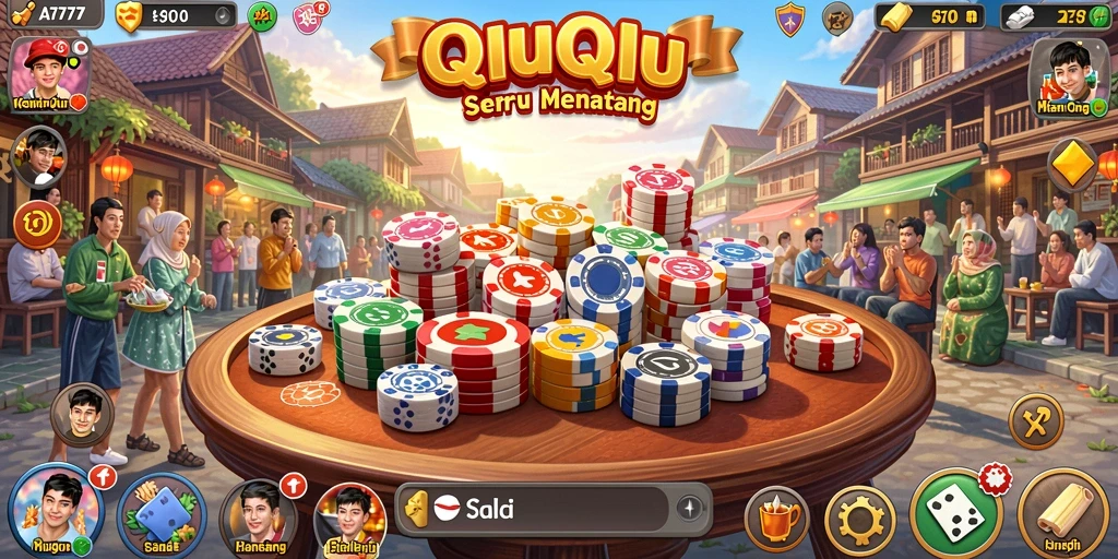 Tampilan gameplay QiuQiu yang seru dan interaktif di A7777.