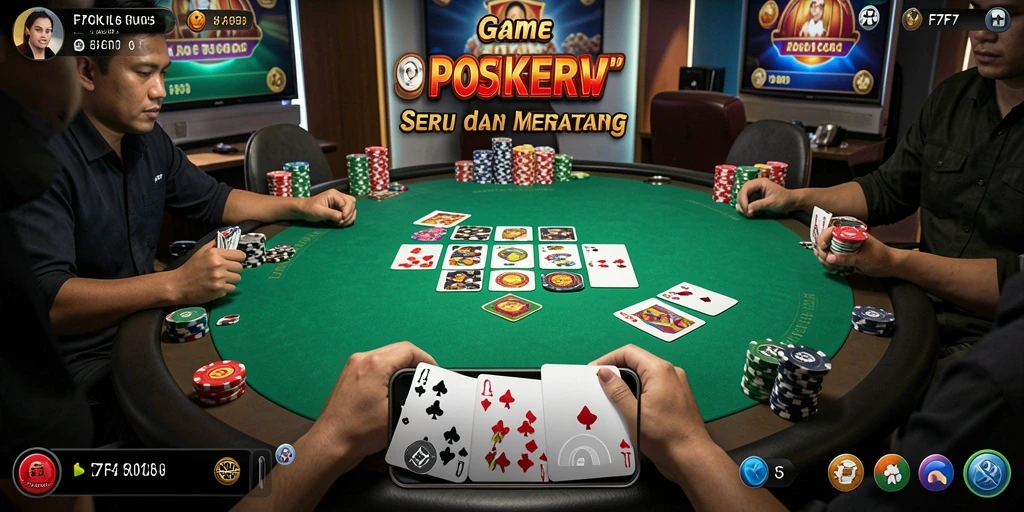 Screenshot F7F7 menampilkan gameplay Poker yang menarik dan interaktif.