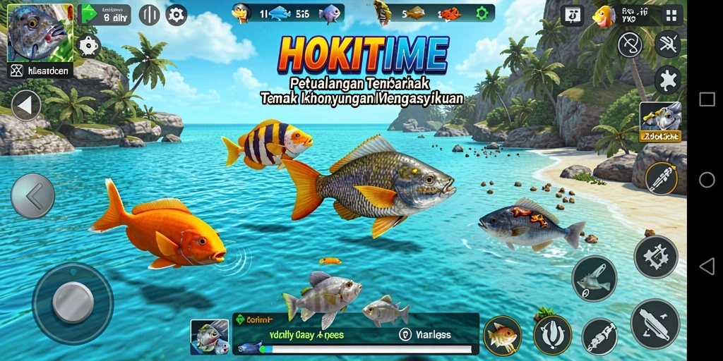 Tampilan gameplay menarik di HOKITIME dengan aksi tembak ikan.