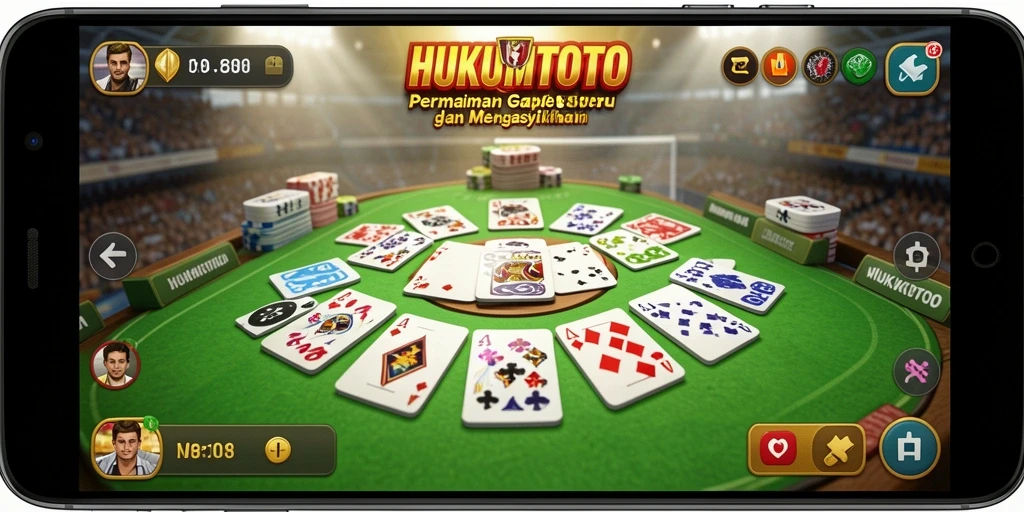 Screenshot utama HUKUMTOTO menampilkan gameplay Gaple yang menarik dan interaktif.