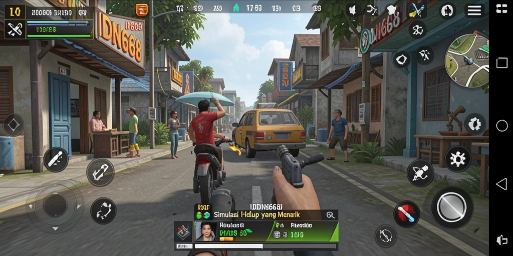 Tangkapan layar gameplay IDN668 menampilkan interaksi karakter dan lingkungan.
