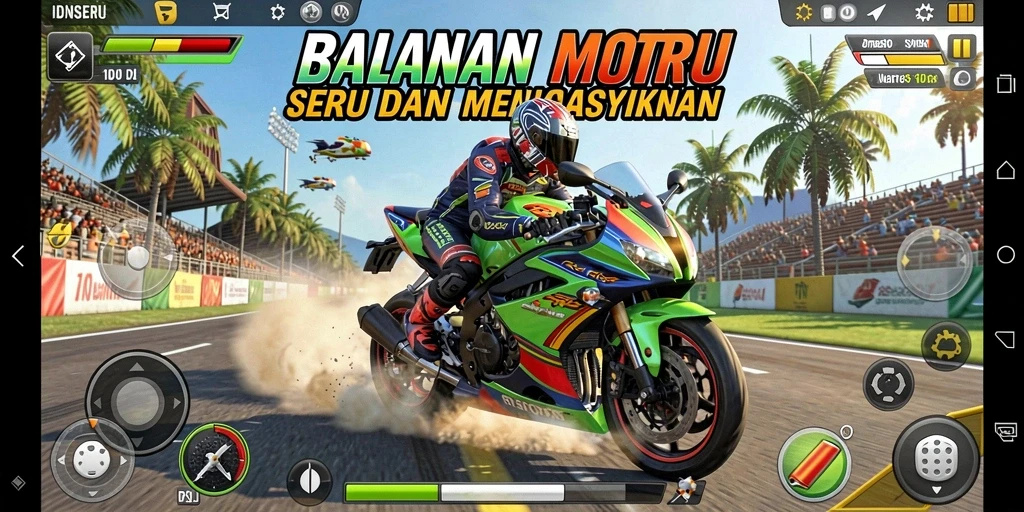 Gameplay seru dalam balapan motor IDNSERU.