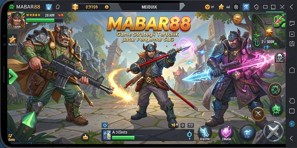 Tangkapan layar gameplay MABAR88 yang menampilkan pertempuran strategi.