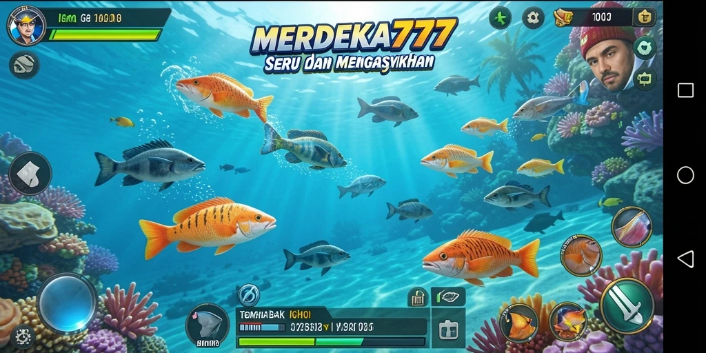 Tangkapan layar permainan MERDEKA777 menampilkan aksi seru Tembak Ikan.