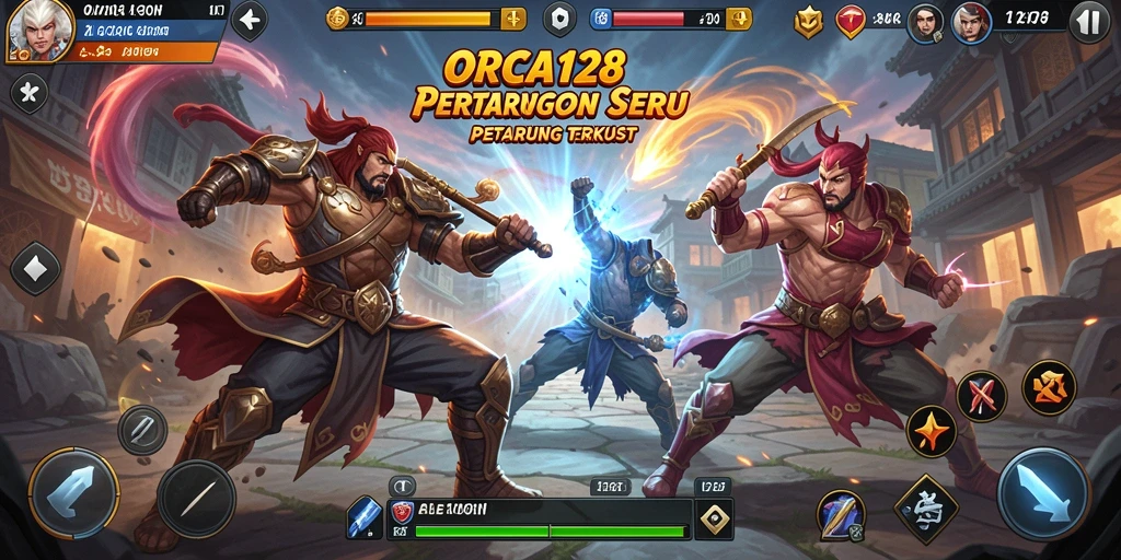 Gameplay ORCA128 yang penuh aksi dan teknik bertarung yang unik.