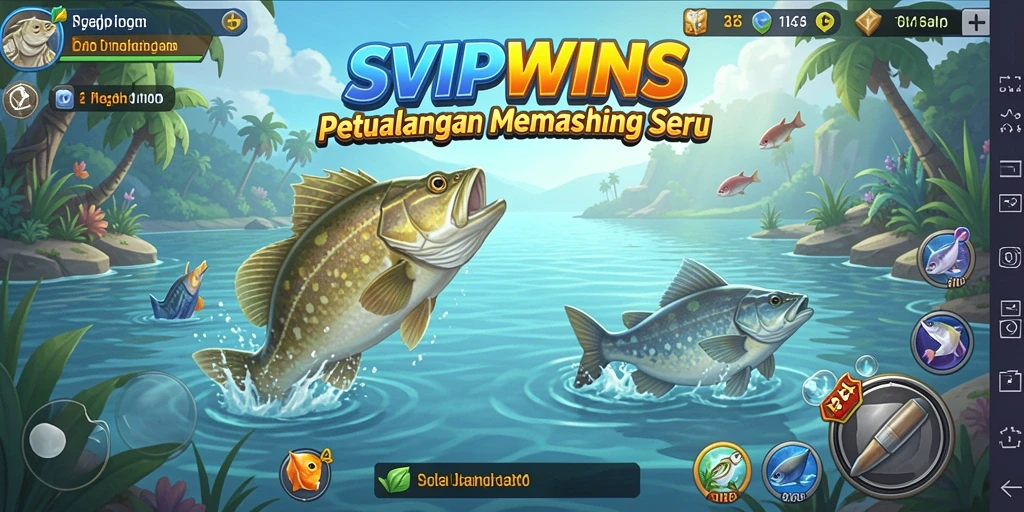 Screenshot gameplay SVIPWINS dengan aksi memancing seru.