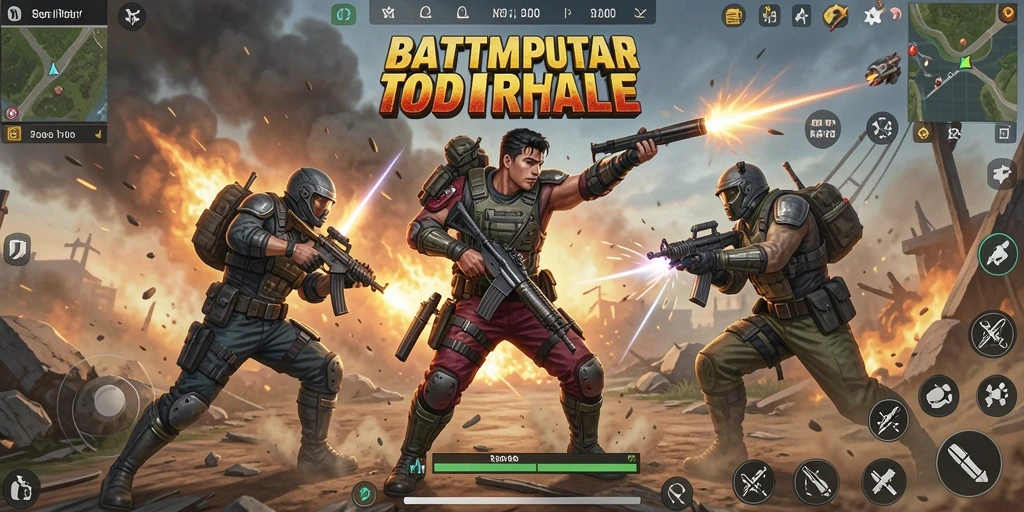 Menampilkan aksi intens dari gameplay V21 Battle Royale.