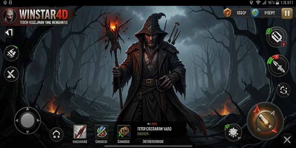 Gambaran gameplay menakutkan dalam WINSTAR4D dengan suasana mencekam.